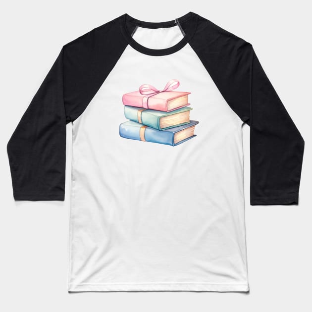 Cute Pastel Books Baseball T-Shirt by Pastel Craft